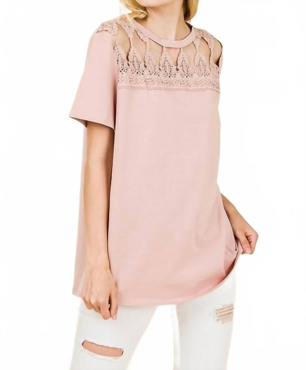 NEW HAILEY & CO spicy mauve crochet lace top in dusty rose